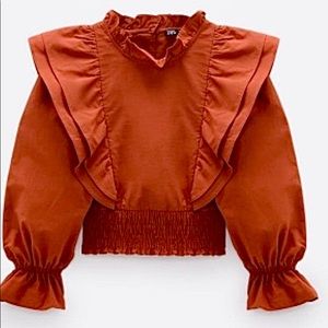 🧡Zara Ruffle Poplin Shirt 🧡